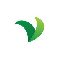 green nature letter v logo design vector