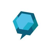 blue 3d hexagon chat logo design vector