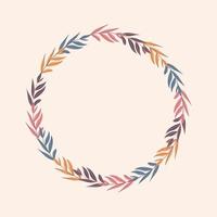 Elegant round frame, wreath or border made of colorful fallen simple leaves. vector