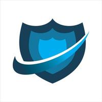 blue secure shield logo design vector