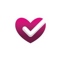 love heart check logo design vector