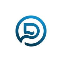 circle blue line letter d logo design vector