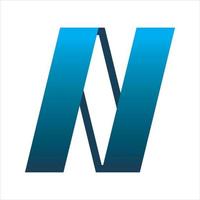 blue letter n logo design vector