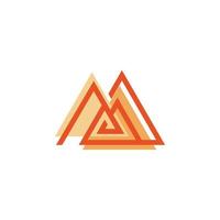 diseño de logotipo de letra m inicial de montaña de forma de línea de color rojo triángulo vector