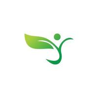 green nature leaf healthy people community logo design vector