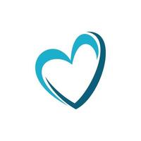 blue love heart shape logo design vector