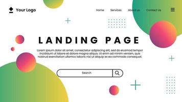 Landing page with colorful abstract background vector