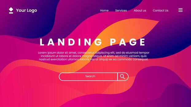 Landing page colorful wavy gradient shape abstract background vector