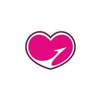 love arrow plane logo design vector