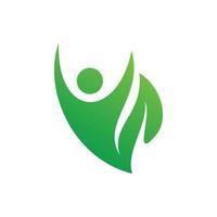 green eco people leaf logo design vector