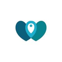 blue love heart pin map logo design vector