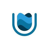 initial u letter water fluid logo design vector