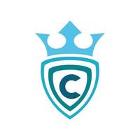 initial c letter shield crown king logo design vector