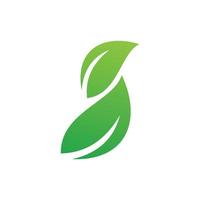 green nature leaf letter s logo design vector