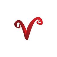 red letter v logo design vector