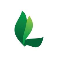 green nature leaf letter l logo design vector