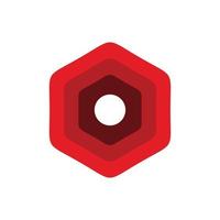 red hexagon hollow logo design vector