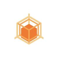hexagon cube Spider web logo design vector