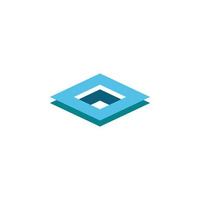 blue diamond square stack logo design vector