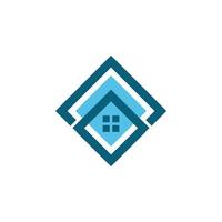 blue diamond house logo design vector