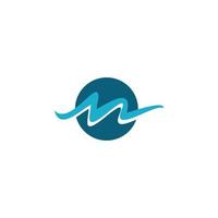 blue circle letter m wave logo design vector