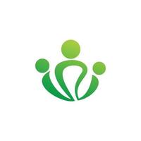 diseño de logotipo de grupo de personas ecológicas verdes vector