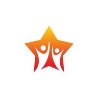 diseño de logotipo de estrella de grupo de personas vector