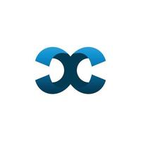 blue color double c letter logo design vector