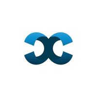 blue color double c letter logo design vector