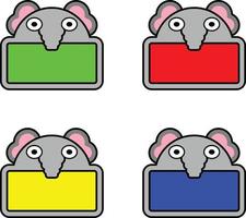 cute elephant animal board color bundle set vector illustration design