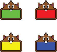 cute beaver animal board color bundle set vector illustration design