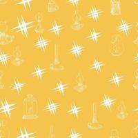 Pattern for fabrics with doodle vintage kerosene lamps or lamps on colored background vector