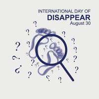 diseño de logo y redacción de afiches para conmemorar el día internacional de los desaparecidos vector
