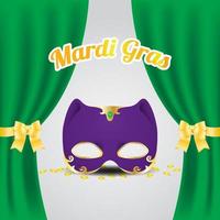 Festive mardi gras background greeting card. Carnival holiday celebration with mask decoration. vector