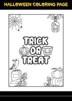 Halloween Quotes Coloring page. Halloween coloring page for kids. vector