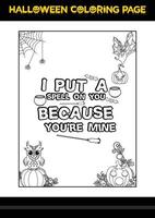 Halloween Quotes Coloring page. Halloween coloring page for kids. vector