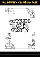 Halloween Quotes Coloring page. Halloween coloring page for kids. vector