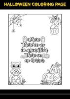 Halloween Quotes Coloring page. Halloween coloring page for kids. vector