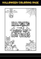 Halloween Quotes Coloring page. Halloween coloring page for kids. vector