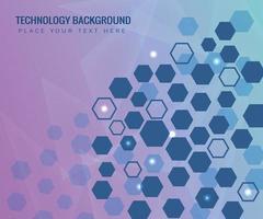 Geometric purple abstract background technology. Hexagon shape with light. Vector illustration