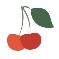 Two cherries are isolated on a white background. vector