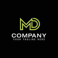 initial MD Letter Logo Line Design Template Vector