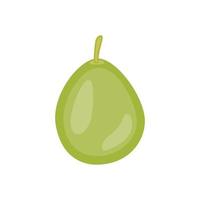 Isolated on a white background, a green cartoon pear. Illustration in vector format