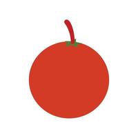 Tomato with leaves icon, vector image of a red vegetable, flat design illustration