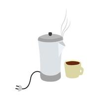 Electric kettle isometric flat  vector illustration  coffee cup