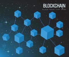 Virtual isometric 3D Blockchain technology, cube system concept design vector