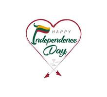 happy independence day of Lithuania. Airplane draws cloud from heart. National flag vector illustration on white background.