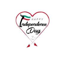 happy independence day of Kuwait. Airplane draws cloud from heart. National flag vector illustration on white background.