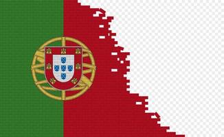 Portugal flag on broken brick wall. Empty flag field of another country. Country comparison. Easy editing and vector in groups.