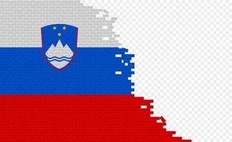 Slovenia flag on broken brick wall. Empty flag field of another country. Country comparison. Easy editing and vector in groups.